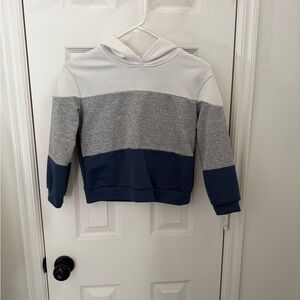 SHEIN Kids Tri-Tone Hoodie - White, Gray, and Blue 9Y
